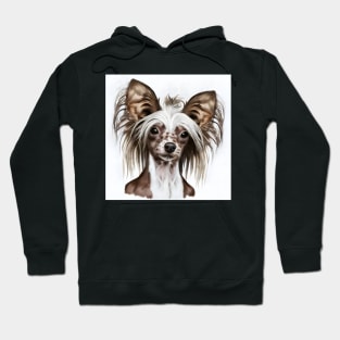 Chinese Crested Dog Portrait Watercolor Hoodie